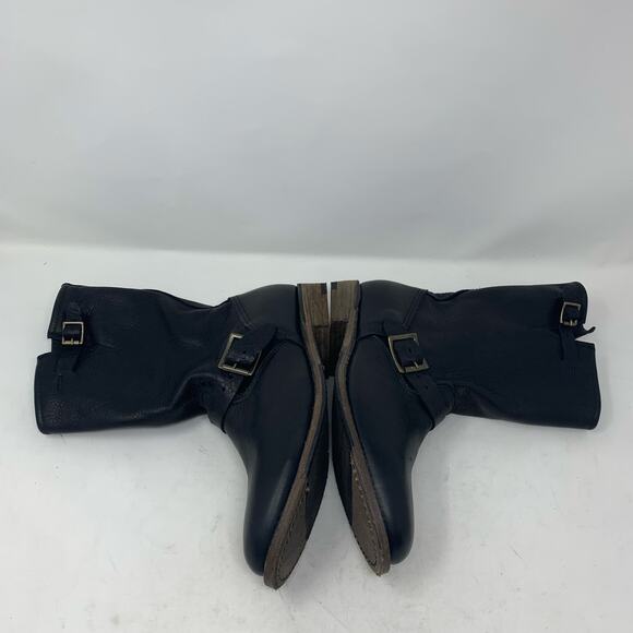 Walk Overs Vintage Union Made USA Women 10 Moto Biker Boots Slouch Black Leather - Picture 6 of 8